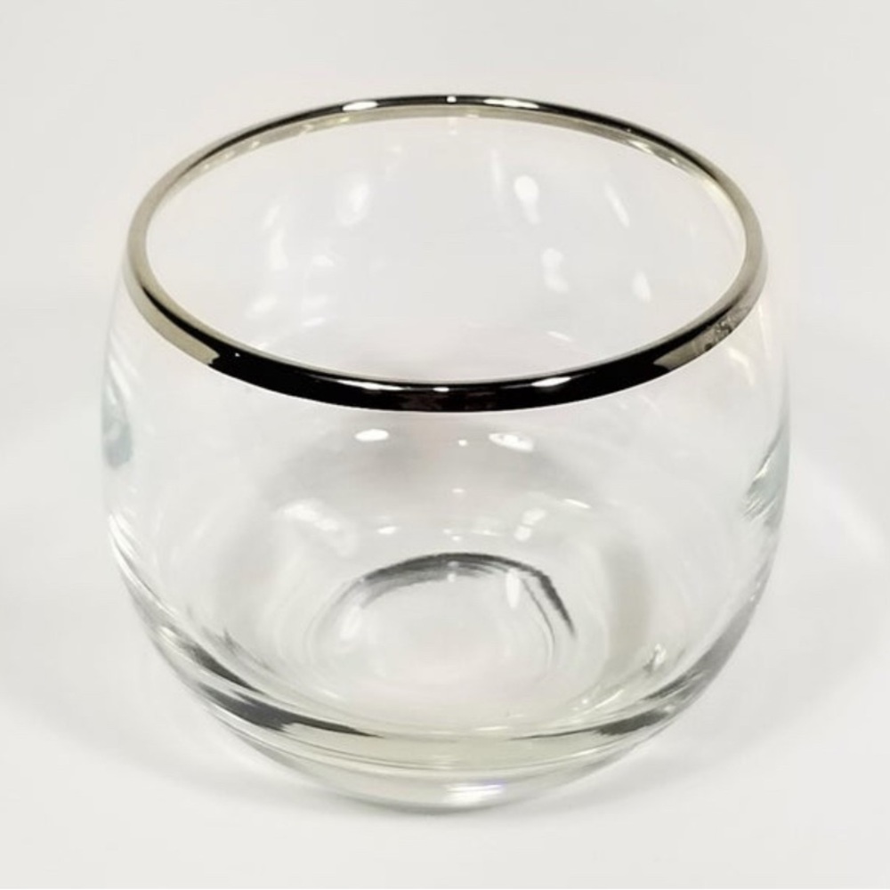 Vintage Dorothy Thorpe 1960s MCM Silver Rim Roly Poly Cocktail Glasses Set of 6 - Picture 8 of 13